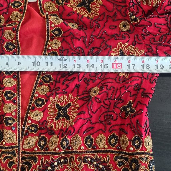 Vintage Adrianna Papell Evening Silk Beaded Jacket Small Formal Party *flaws - Picture 6 of 11